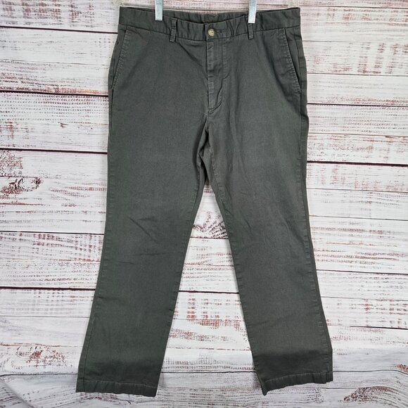 Vineyard Vines Mens Stretch Breaker Chino Pants Sz 34X30 Olive Green Cargo Golf - Picture 1 of 12